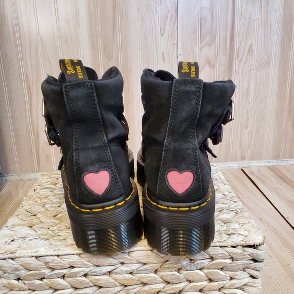 Dr. Martens X Lazy Oaf RARE  Black Buckle Boot Lo Suede Ankle Boots Size 7 - Picture 4 of 7